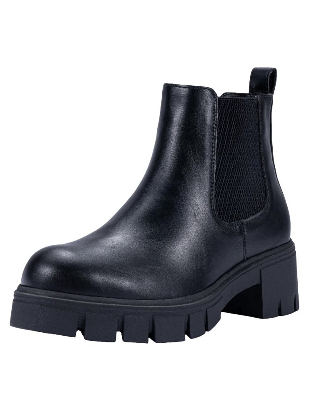 Women's Chunky Platform Chelsea Ankle Boots Slip On Faux Leather